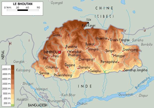 Bhoutan carte